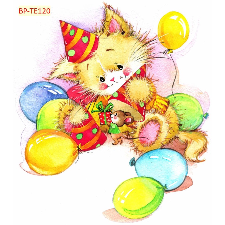 Tranh Dán Tường Phòng Trẻ Em Hoạt Hình Ngộ Nghĩnh Tặng Keo Và Dụng Cụ Dán