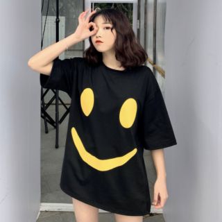 Áo thun unisex bigsize form rộng tay lỡ in hình mặt cười LS Clothing
