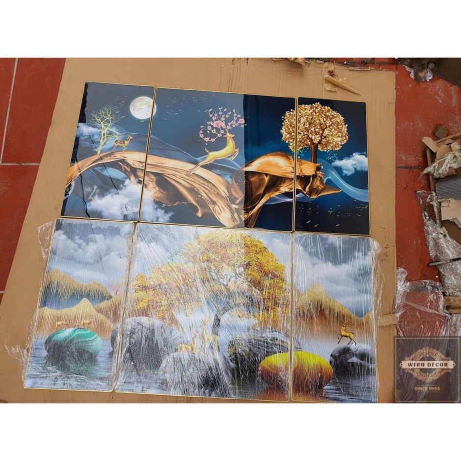 Tranh Treo Tường Bộ 3 Bức Hươu Sao Phong Cách Hiện Đại Treo Phòng Khách/ Phòng Ngủ/ kèm dinh 3 chân