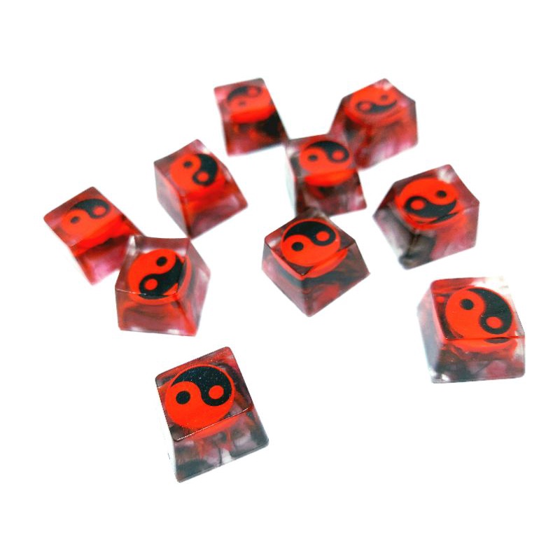 Keycap Ying yang đen đỏ hòa hợp trang trí bàn phím cơ