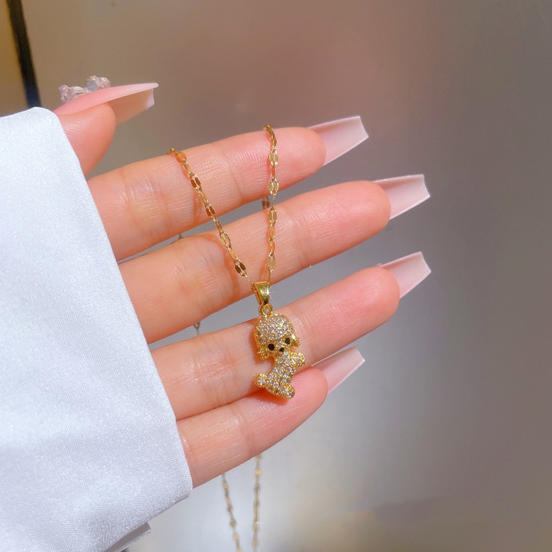 Dây Chuyền Bằng Thép Titan Nhẹ Đính Kim Cương Giả Dễ Thương Mạ Vàng Thật Phong Cách ins Cho Nữ