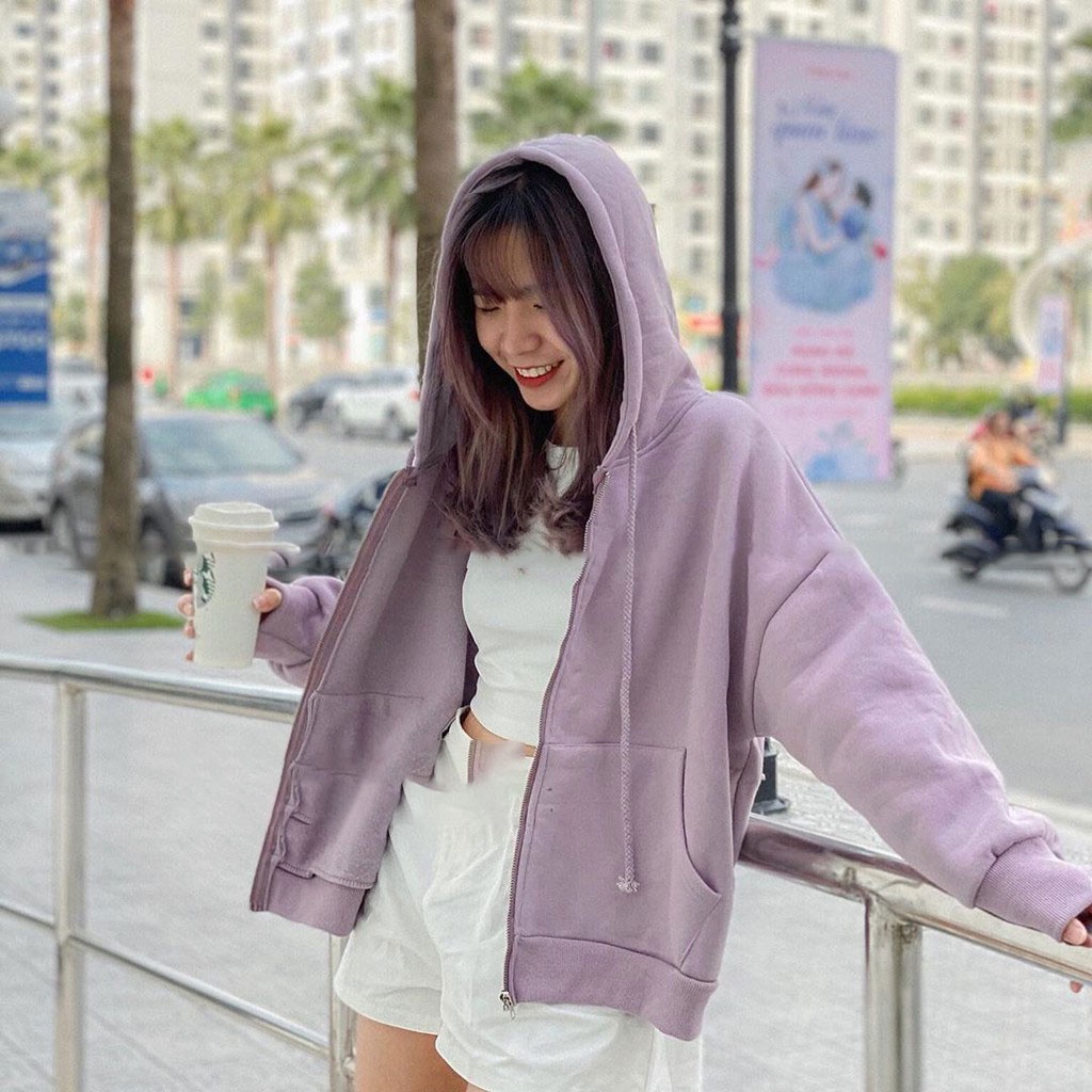 Áo hoodie tay bồng SIMPLE áo khoác jacket có mũ Hàn Quốc_VIETCEN