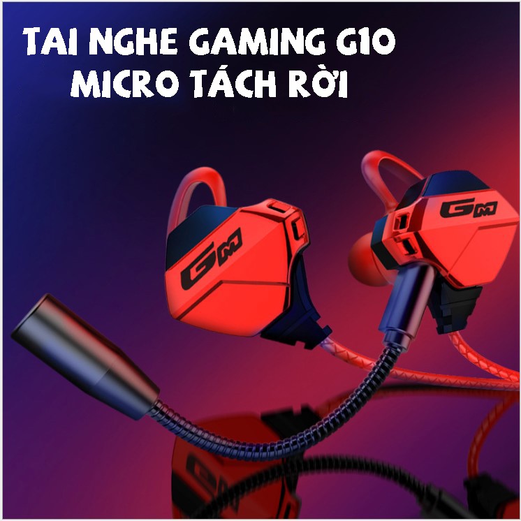 Tai Nghe Gaming G10 dùng cho Máy Tính, Điện thoại - TẶNG Mic dời xoay 360 độ, Jack chuyển đổi