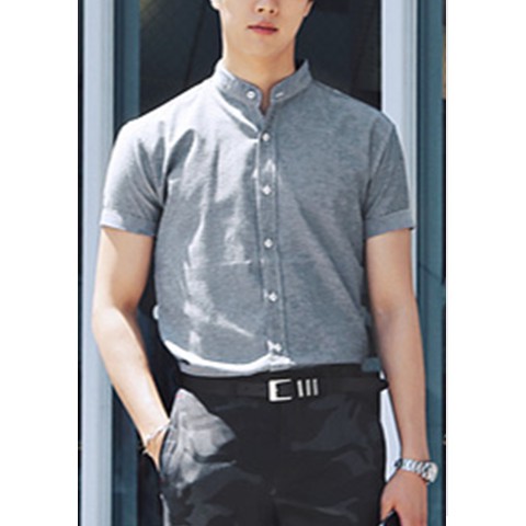 Áo sơ mi nam ngắn tay cổ trụ (cổ tàu) cài hết cúc | BigBuy360 - bigbuy360.vn