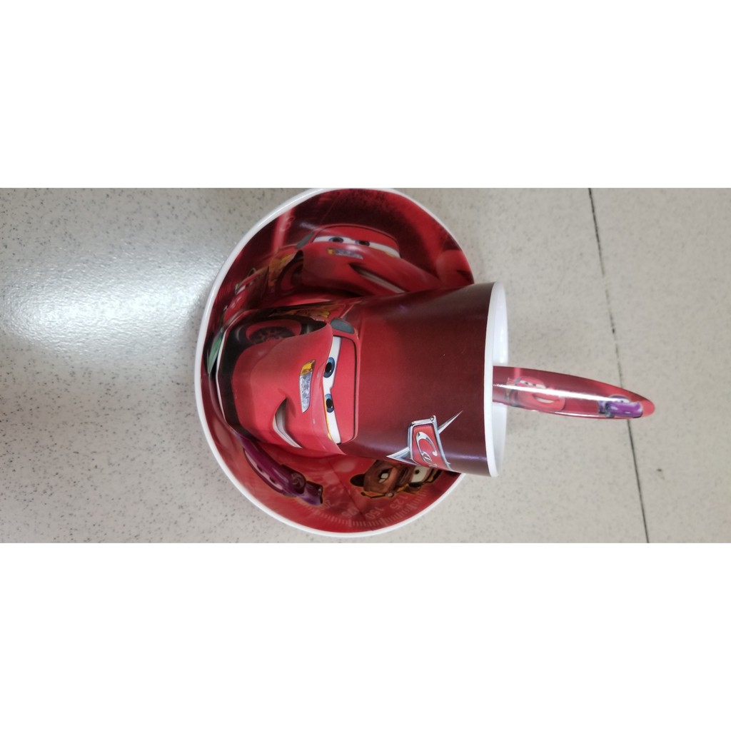 Bộ chén ăn , muỗng,  ly uống nước hoạt hình xe hơi MC Queen bé trai