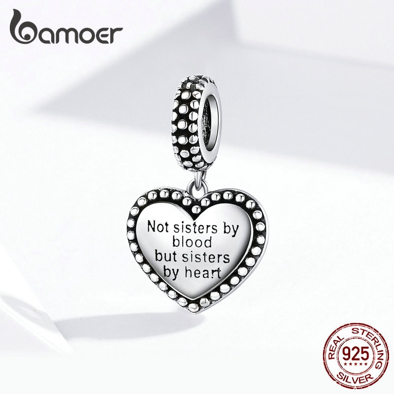 BAMOER Mặt Dây Chuyền Hình Trái Tim Khắc Rỗng Bằng Bạc 925 SCC1396 Thời Trang Cho Nữ