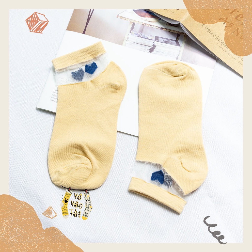 TẤT VỚ NỮ CỔ NGẮN TIM TRONG SUỐT