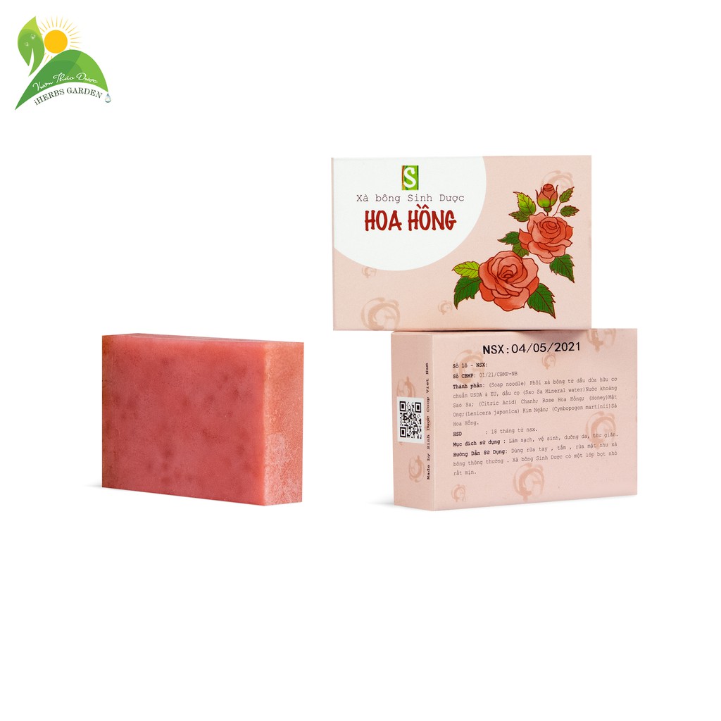 Xà bông Hoa Hồng rửa mặt se khí lỗ chân lông sạch sâu mềm mịn da thơm dịu nhẹ 100gr giảm 54% tặng túi mát xa tạo bọt