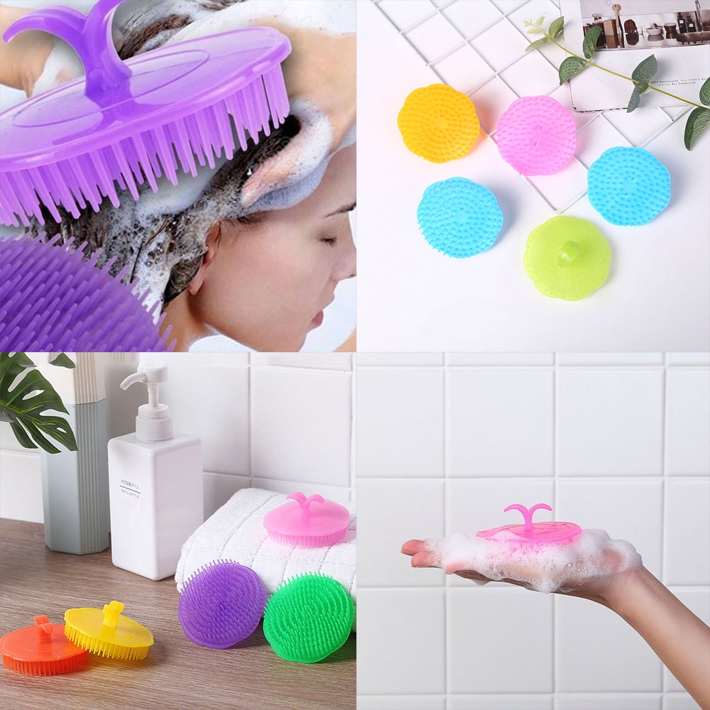 MVP2278 Bàn chải silicon mềm hình tròn dùng vệ sinh tóc khi tắm tiện dụng