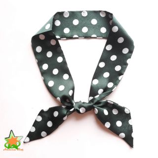 Khăn turban-  khăn lụa dài chấm bi D590F