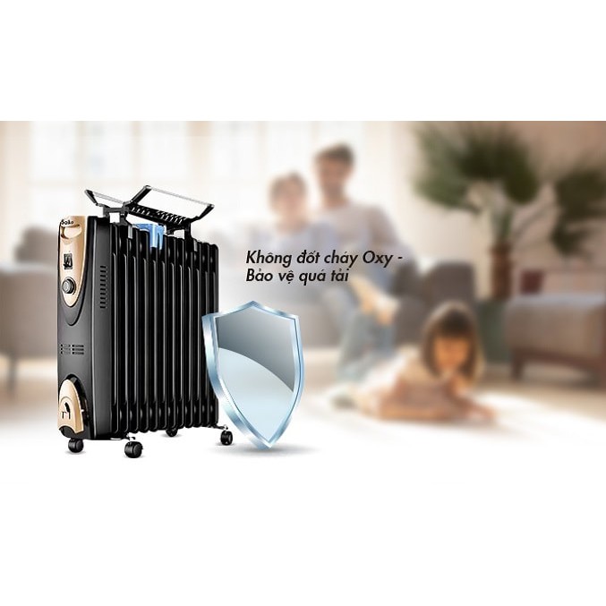 Máy sưởi dầu 13 thanh Saiko - có giá phơi đồ, khay xông tinh dầu