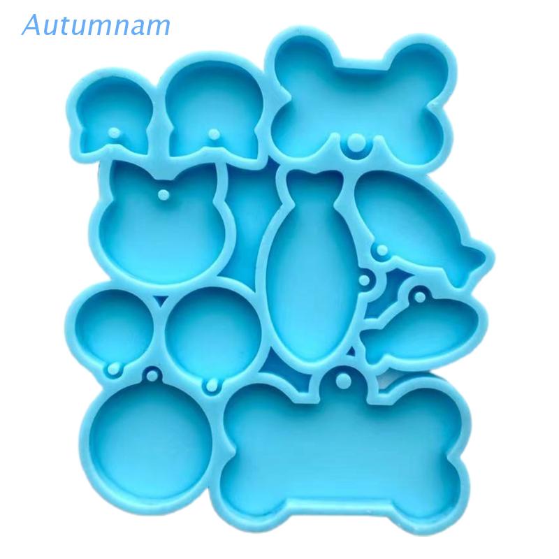 Khuôn Silicon làm mặt móc khóa epoxy resin hình mèo xương cá kết hợp