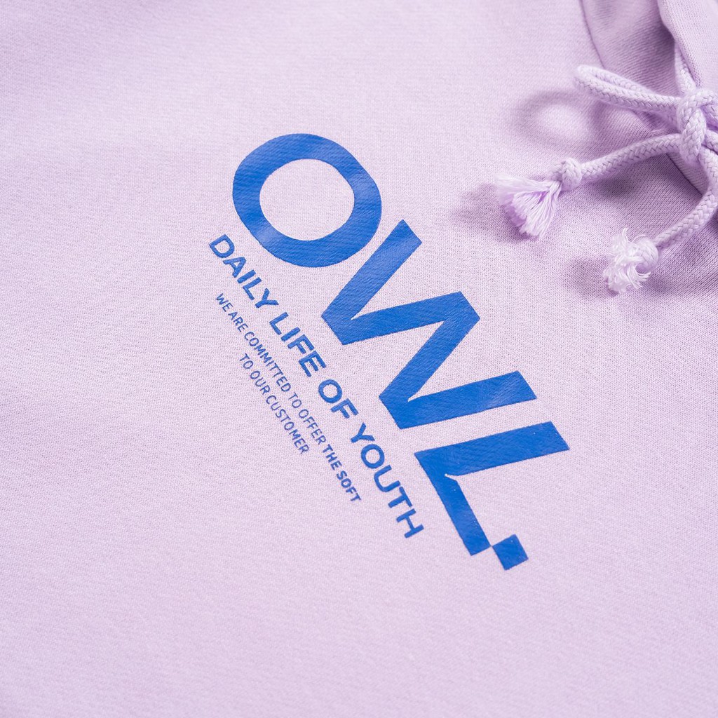 OWL BRAND® Essential Hoodie - Áo khoác chui đầu có mũ màu Tím nhạt