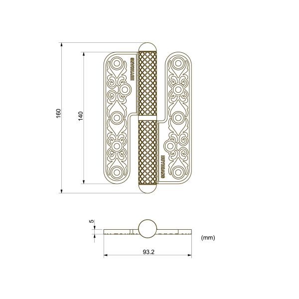 [CHÍNH HÃNG] Bản lề cối HC2905 đồng thau phong cách cổ điển Huy Hoàng