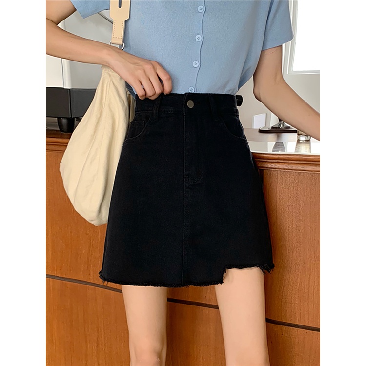 Chân váy jean SUXI dáng chữ A lưng cao phong cách cổ điển thời trang dành cho nữ