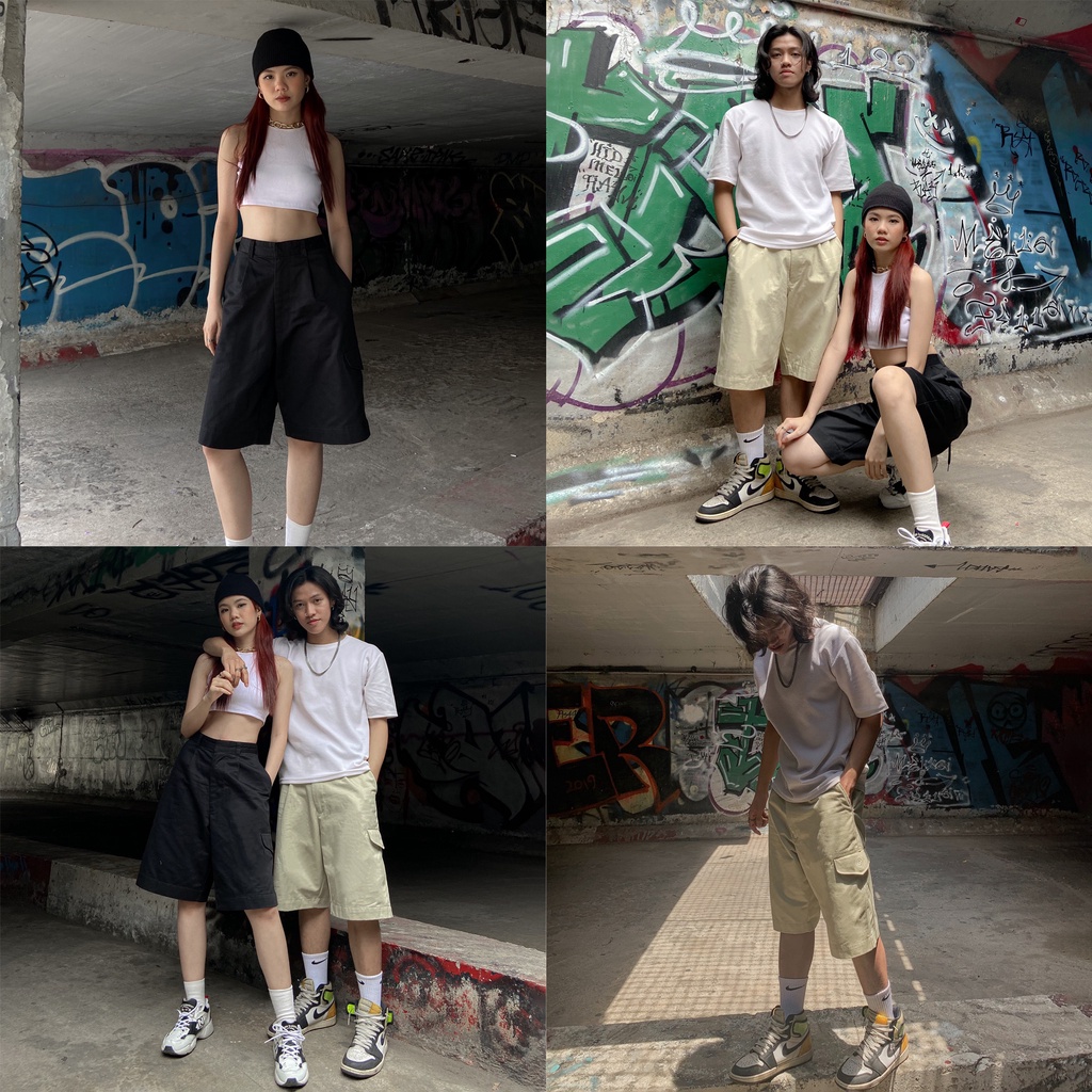 Quần Shorts Khaki Túi Hộp MBC - Đen/Kem