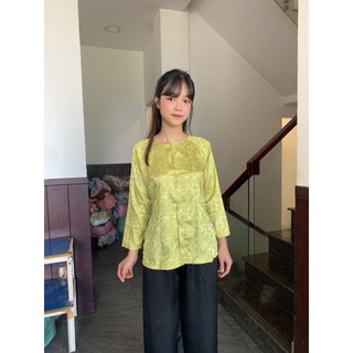 set gấm cổ tròn tay dài Bà ba miền tây size 40-70kg