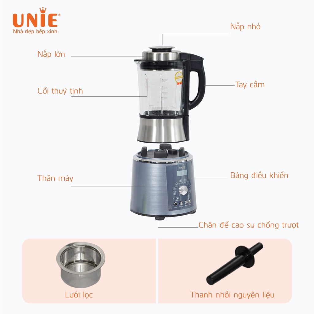 [Mã ELHA22 giảm 5% đơn 300K] Máy làm sữa hạt Unie V1S dung tích 1.75L, công suất lớn, động cơ mạnh mẽ