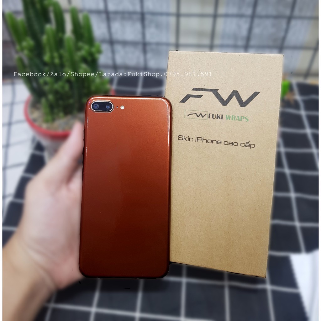 Tấm Dán Skin Full viền Glossy Brown Kèm Táo phát sáng 11 PRO MAX XSMAX X XS XR 6plus 7plus 8plus 6 5 7 12 PRO
