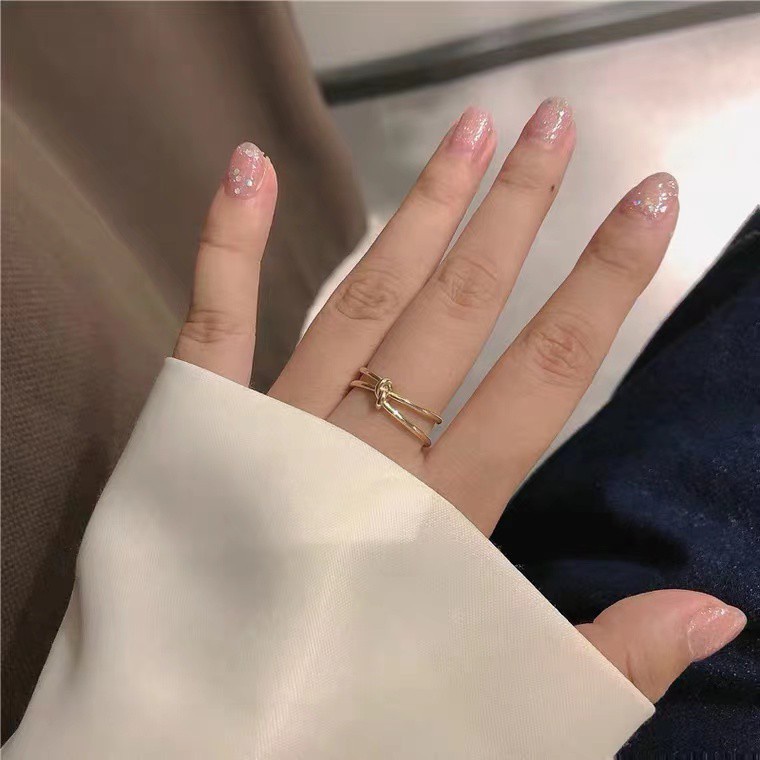 Nhẫn Hở Thắt Nút Có Thể Điều Chỉnh Phong Cách Thời Trang Hàn Quốc