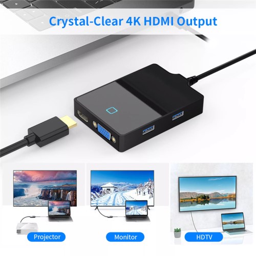 Bộ Chuyển Đổi Hub 8 trong 1 Type C Sang HDMI VGA USB 3.0 AUDIO AUX Type-C 8 in 1 cho Laptop Macbook