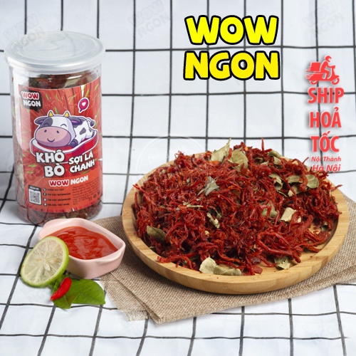 Khô bò sợi ngắn lá chanh cay 300g WowNgon đồ ăn vặt HÀ NỘI đồ ăn vừa ngon vừa rẻ