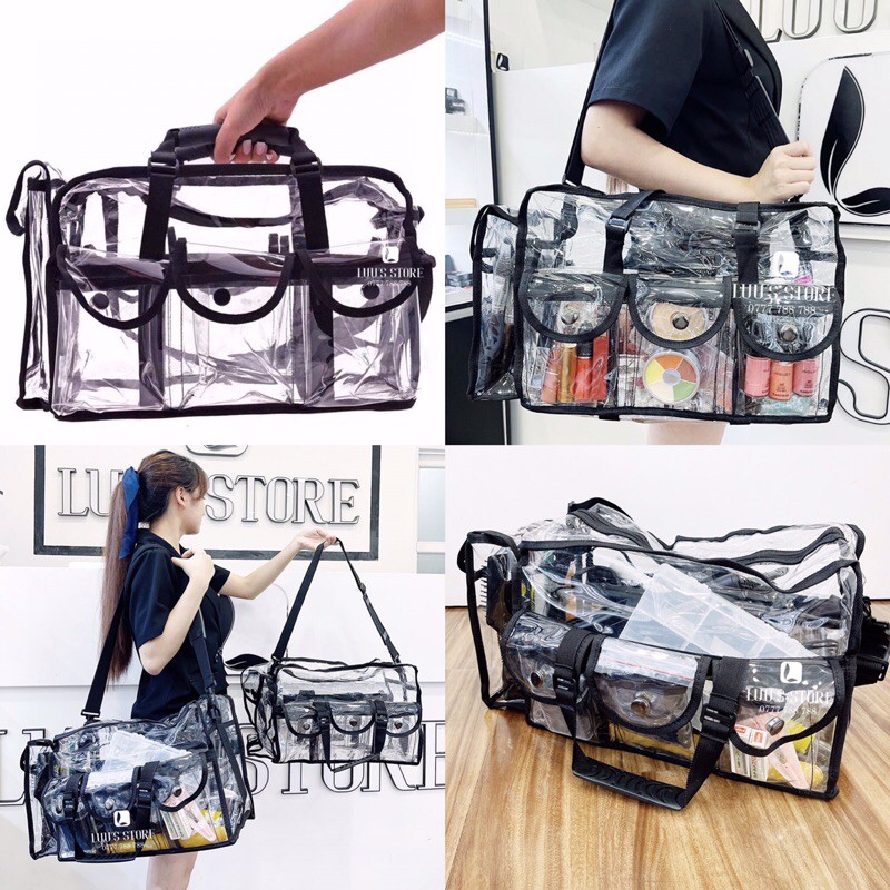 Túi Trong Lớn Đựng Mỹ Phẩm Và Máy Làm Tóc Nhiều Ngăn Màu Trắng [KT 39x15,5x18cm]