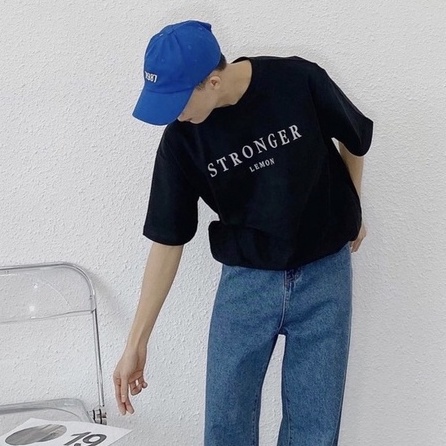 Áo phông tay lỡ form rộng nam nữ STRONGER áo thun tay lỡ cotton khô 3158 loại 1 quảng châu oversize