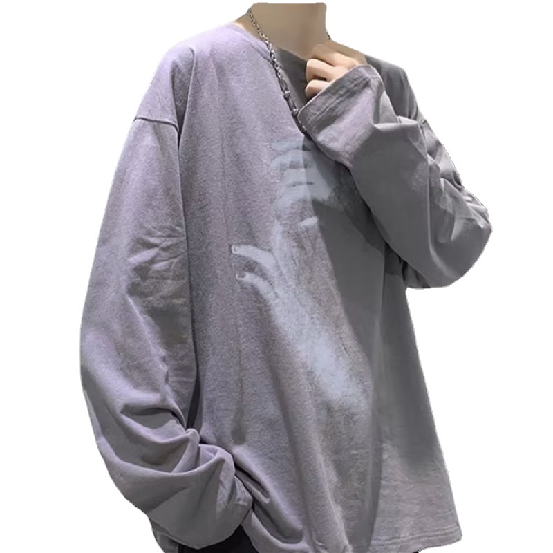 Áo Thun Tay Dài Dáng Rộng In Chữ Hoạt Hình Phong Cách Nhật Bản Thời Trang Cho Nam Và Nữ Size M-5XL