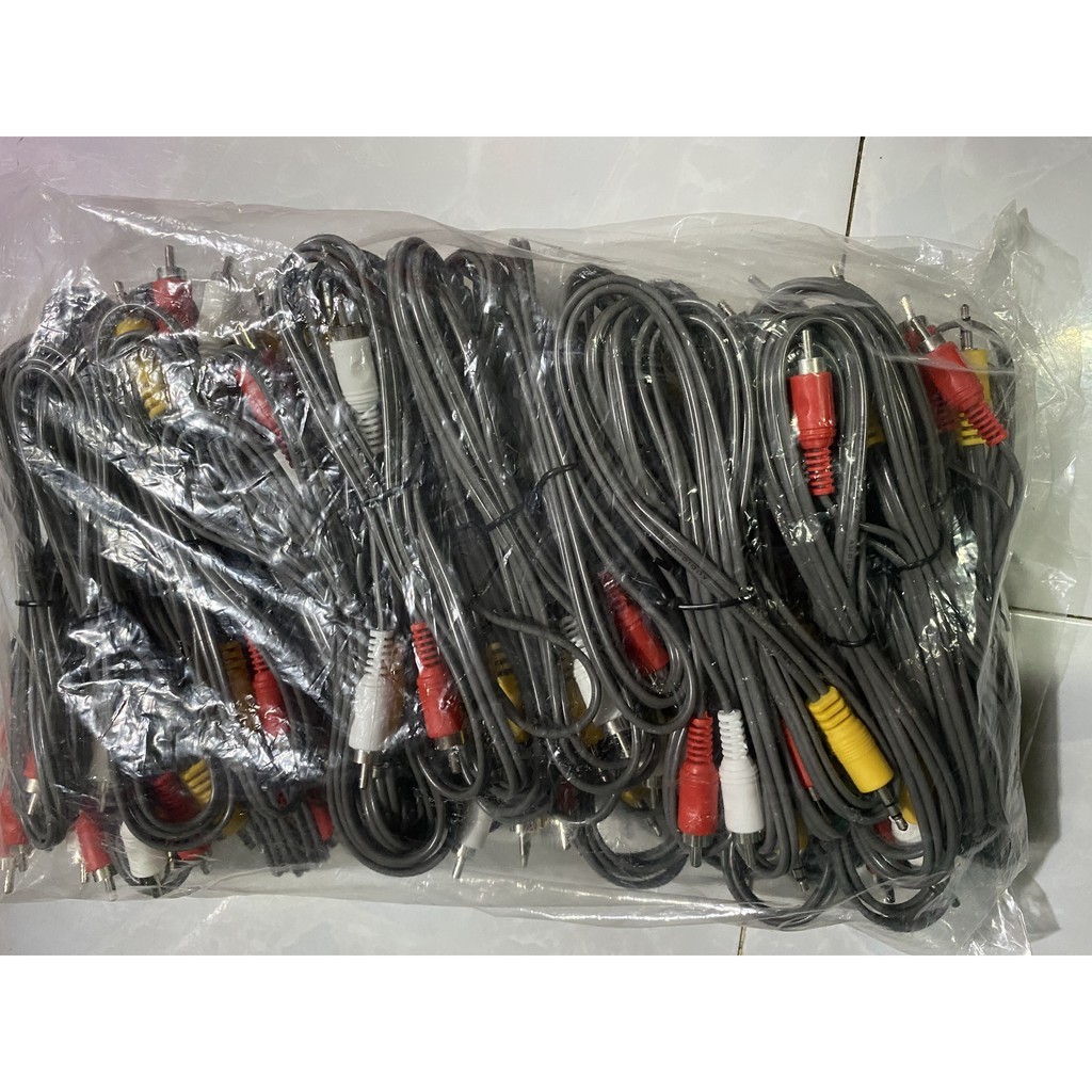Combo 50 Sợi Cáp Tín Hiệu Bông Sen Ra 2 Đầu 3,5 Dài 1m5 Chống Nhiễu (xám) - linh kiện điện tử QUỲNH DIỄN