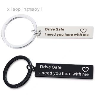 Móc khóa đôi khắc chữ Drive Safe I Need You Here With Me