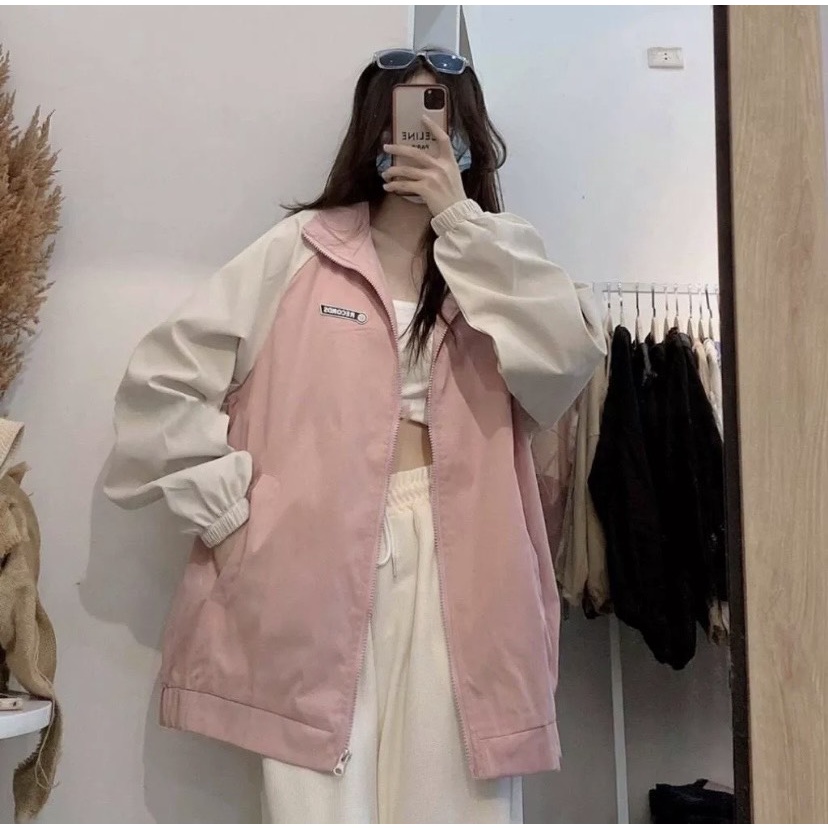 Áo Khoác Dù Nam Nữ Cổ Cao 2 Lớp Phối Sọc Tay Logo Thêu RECOROS Phong Cách Thể Thao Năng Động Cá Tính Hot Trend