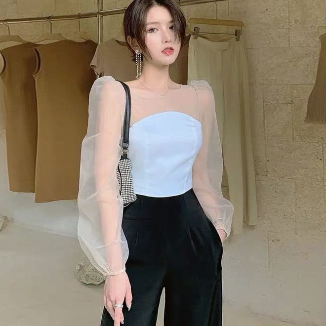 Áo Tay Xốp Nơ Lưng Tiểu Thư (TRẮNG) 1276