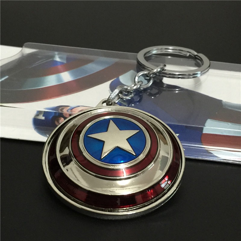 Móc khóa Marvel 360°Móc khóa kim loại hình khiên của Captain America Avengers