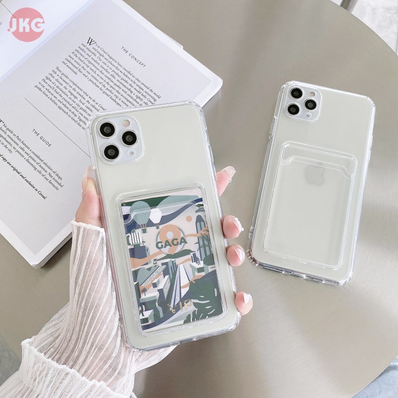 Ốp Điện Thoại Trong Suốt Có Ngăn Đựng Thẻ Cho Samsung Galaxy Note 10 Lite 20 Ultra Plus J2 J7 Prime On7 G530