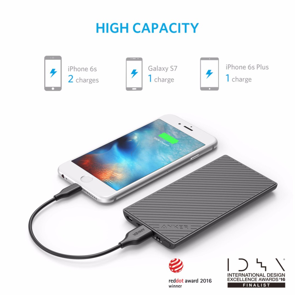 Pin Sạc Dự Phòng ANKER PowerCore Slim 5000mAh Kèm Cáp Micro USB 10cm - B1250 - LAGA