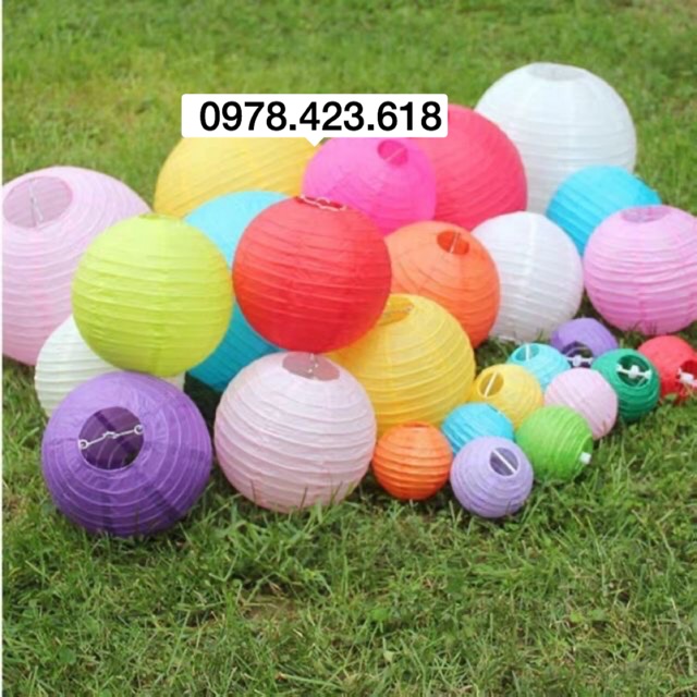 Combo 30 bộ đèn giấy 20cm + cán cầm+ đèn Led tuỳ chọn