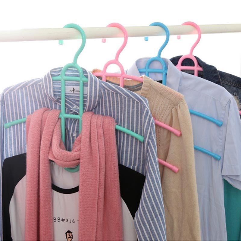 Móc Quần Áo Nhựa 3 Tầng Chống Giãn Đồ 3 Tầng Màu Ngẫu Nhiên