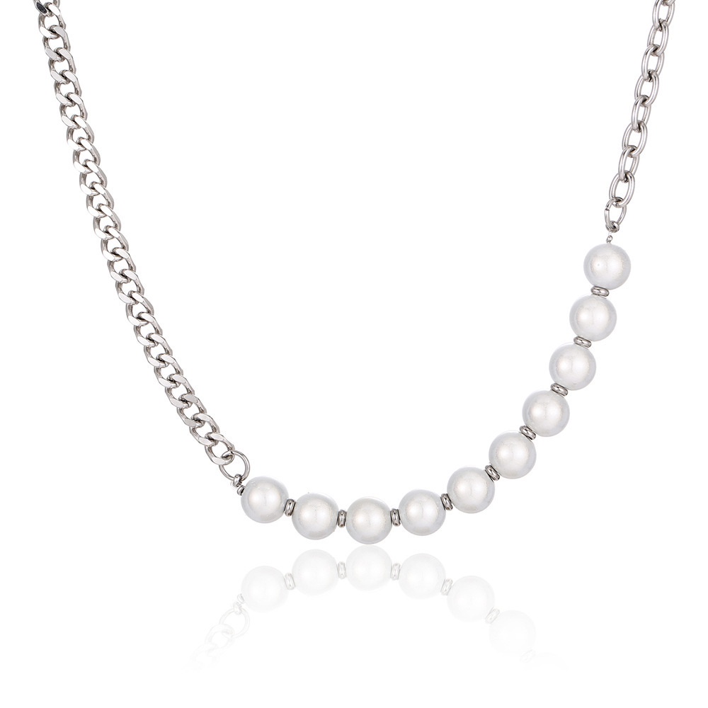 Dây chuyền ngọc trai phản quang đơn giản sang trọng phong cách hip hop đường phố dễ phối đồ