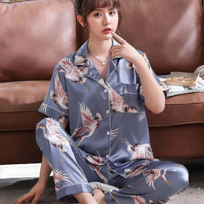 Bộ Đồ Ngủ Lụa Satin Plus Size M-5XL Dành Cho Nữ