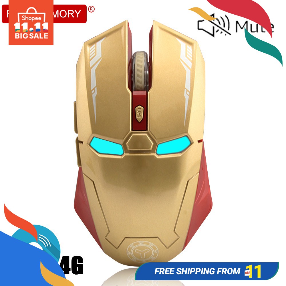 Iron Man Wireless Mouse 2.4GHz USB Wireless Mouse 1600 DPI Wireless Mice