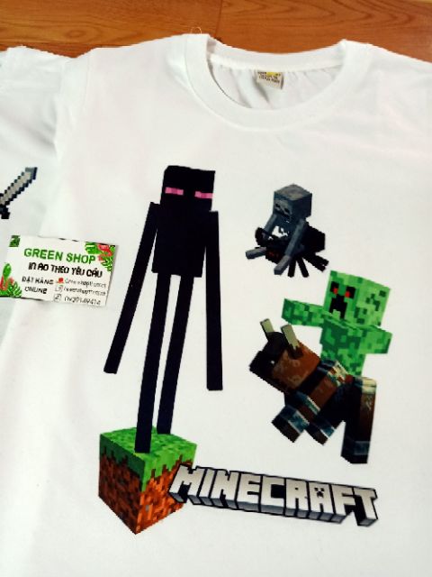 Áo Thun Áo Enderman Creeper Minecraft Vải Cotton Thái S054