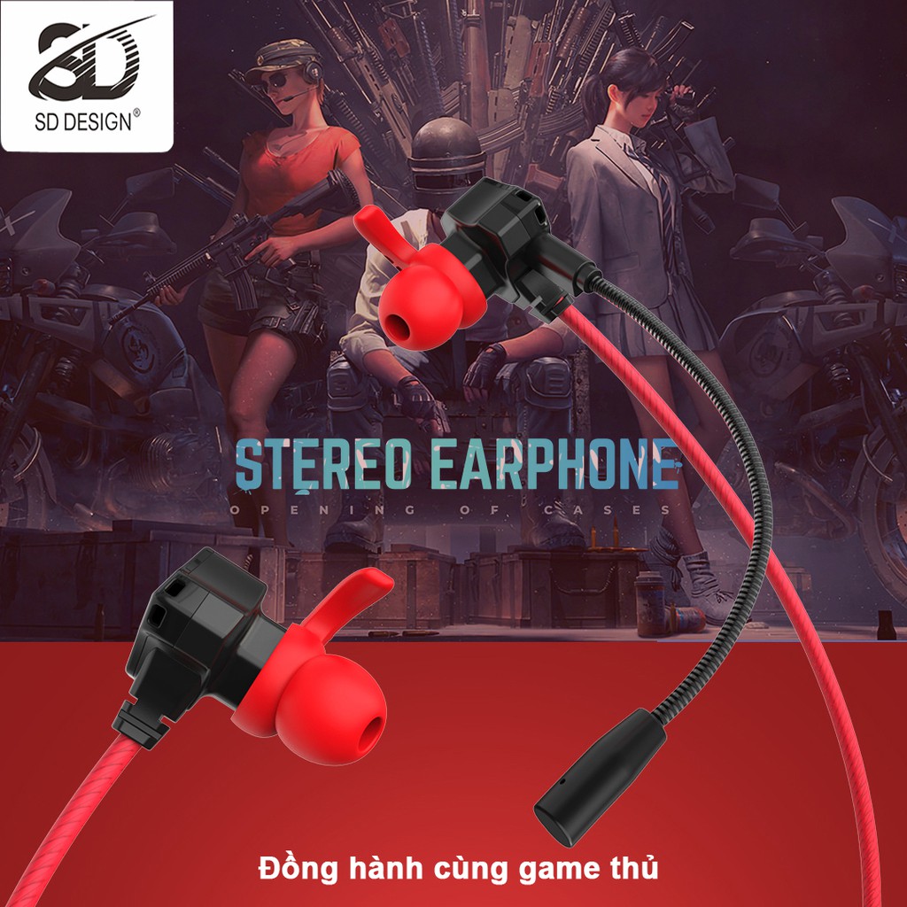 Tai nghe Gaming chính hãng SD DESIGN S2 chuyên dùng cho game thủ có mic, chân kim nghiêng 3.5mm