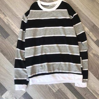 Áo Sweater Sọc Ngang Xám Đen