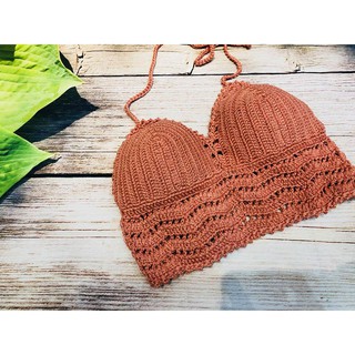 Áo len móc đẹp hồng đất mặc đi biển (Đảm bảo 100% như hình)