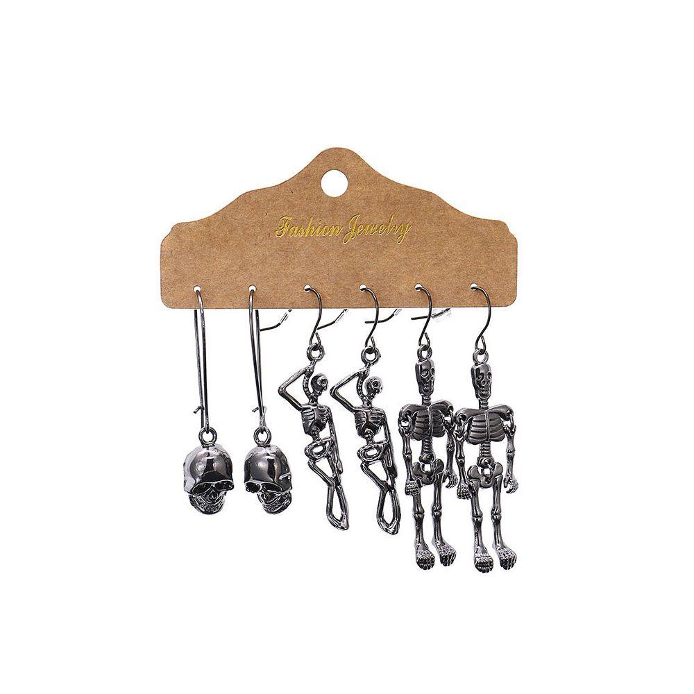 Bộ 3 Đôi Bông Tai Hình Đầu Lâu Bí Ngô Halloween Độc Đáo