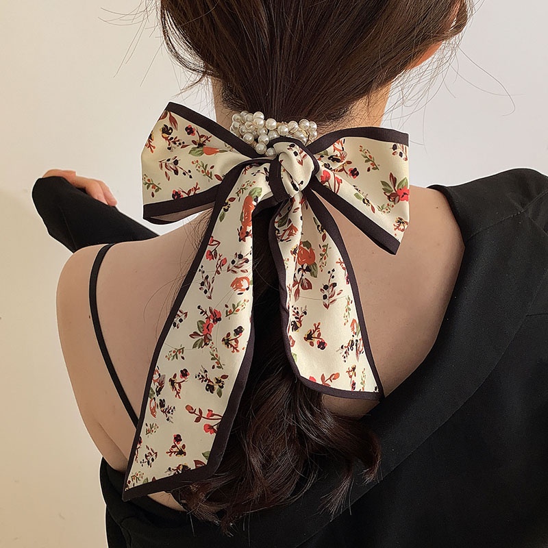 Dây Buộc Tóc Hình Nơ Đính Ngọc Trai Giả Phong Cách Hàn Quốc Mới 2023