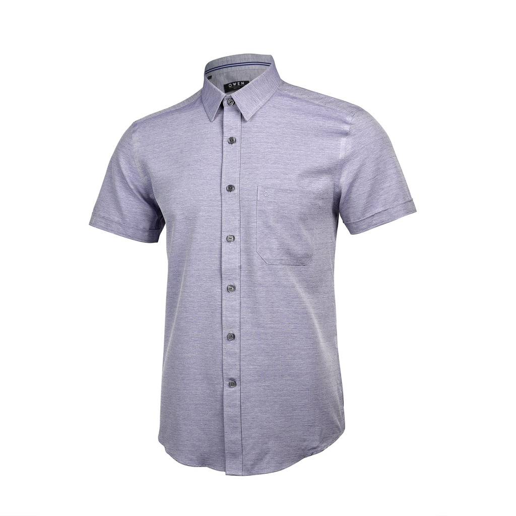 Áo Sơ Mi Nam Tay Ngắn Owen AS90535NT Chất Nâu Cafe Kiểu Dáng Slim Fit