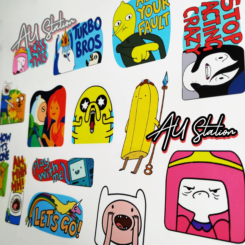 50 Sticker ADVENTURE TIME nhựa PVC không thấm nước, dán nón bảo hiểm, laptop, điện thoại, Vali, xe