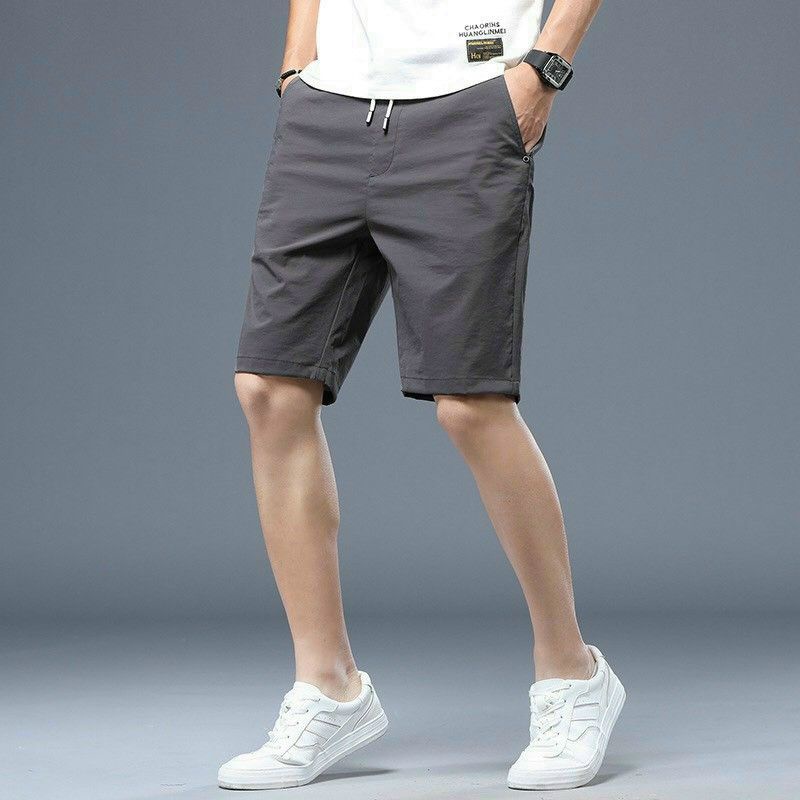 Quần short kaki unisex nam nữ lưng thun co giãn, kiểu dáng thể thao ngày hè